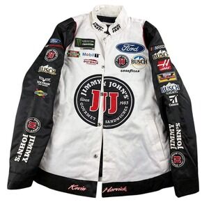 NASCAR Stewart-Haas Racing Jacket Women M White Patches Kevin Harvick Jimmy John